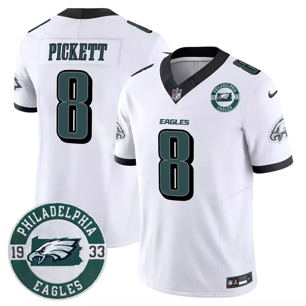 Kenny Pickett 8 Eagles Jersey White Philadelphia 1933 Men Standard Black Green Vapor
