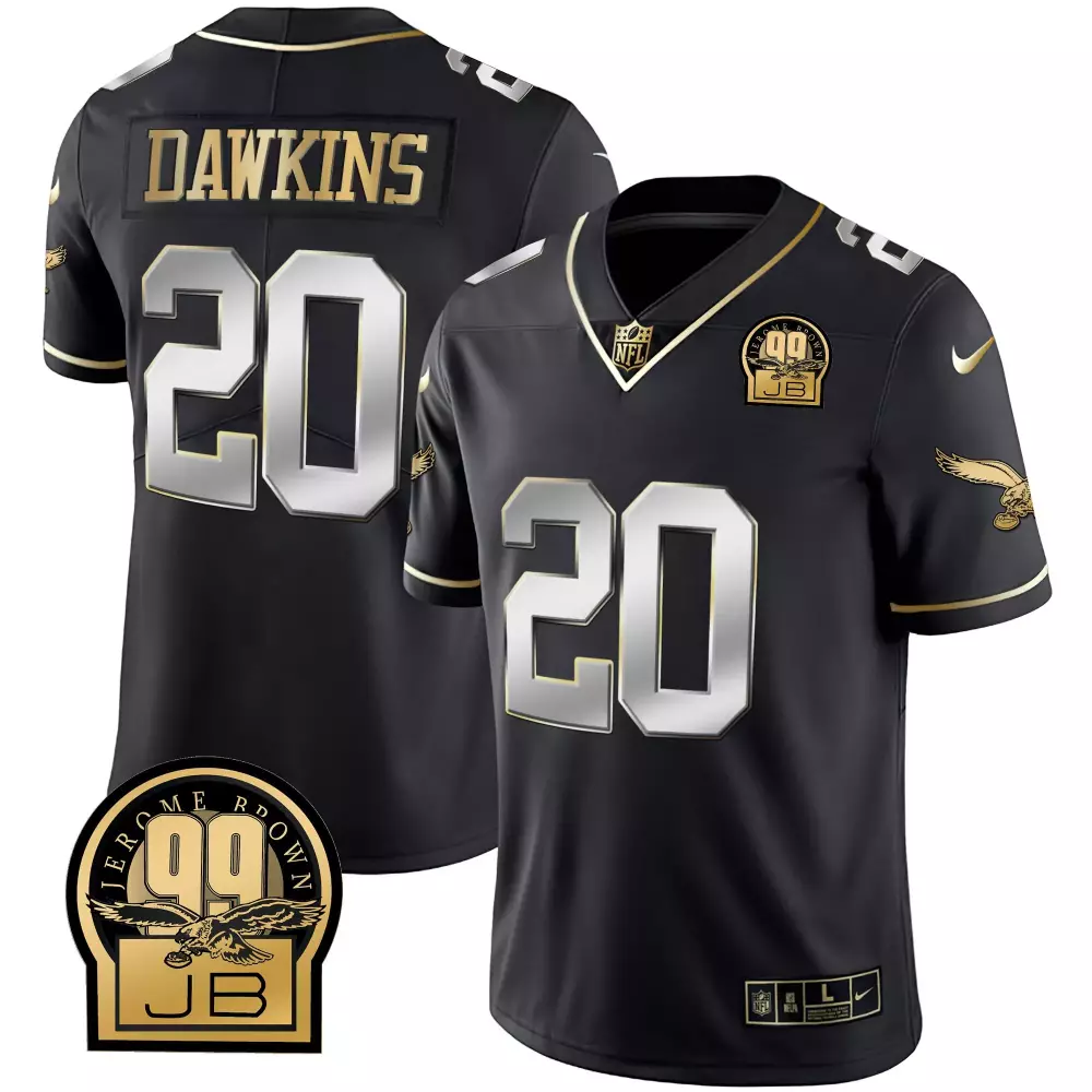Brian Dawkins 20 Jersey Black NFL 100th Season Philadelphia Eagles Jerome Brown 99 Jb