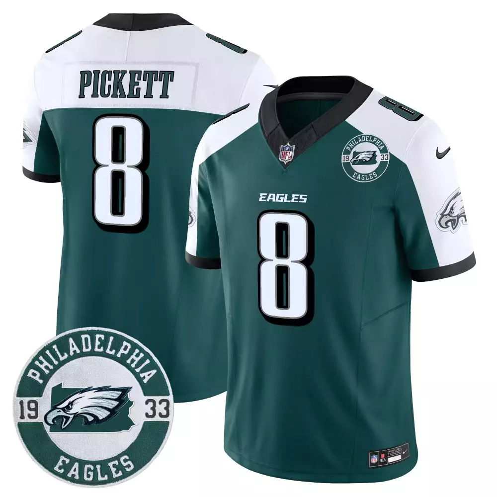 Kenny Pickett 8 Jersey Green Philadelphia Eagles 1933 Men White Black Alternate Vapor