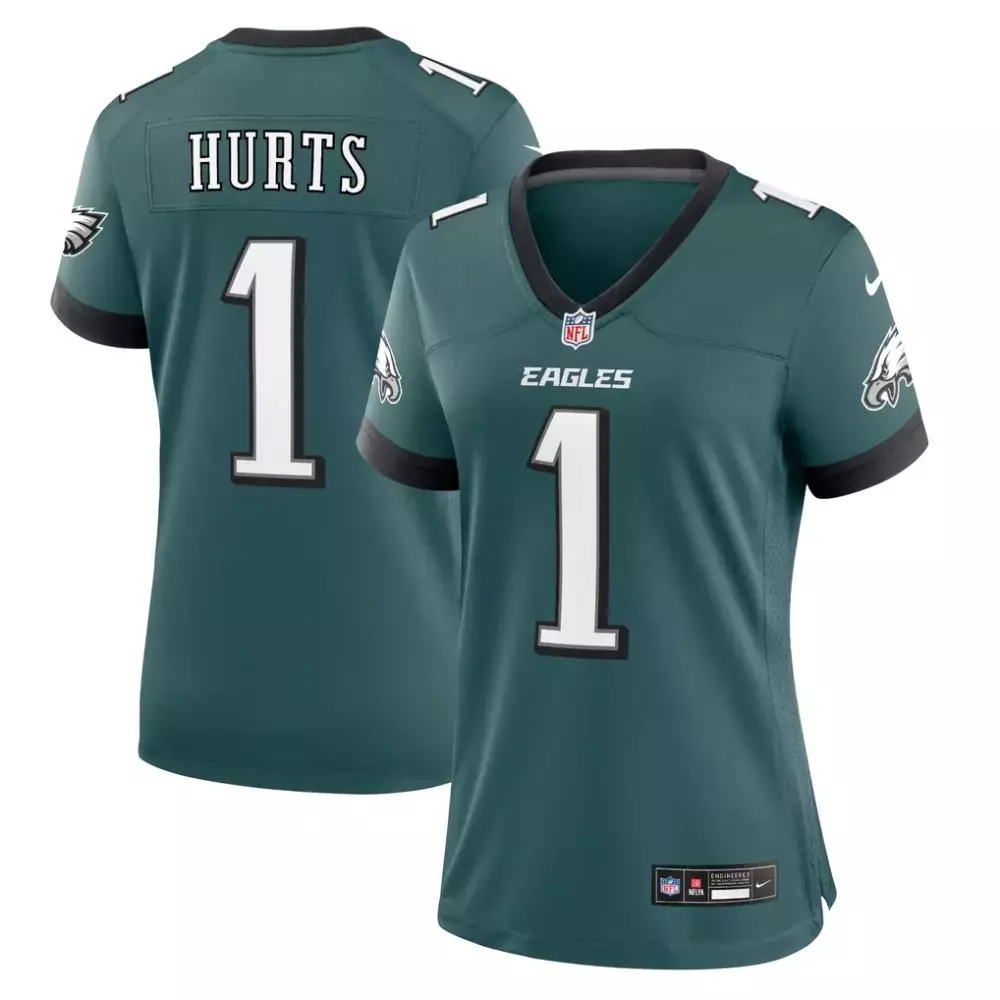 Jalen Hurts 1 Eagles Jersey Green Women Replica Black White Game