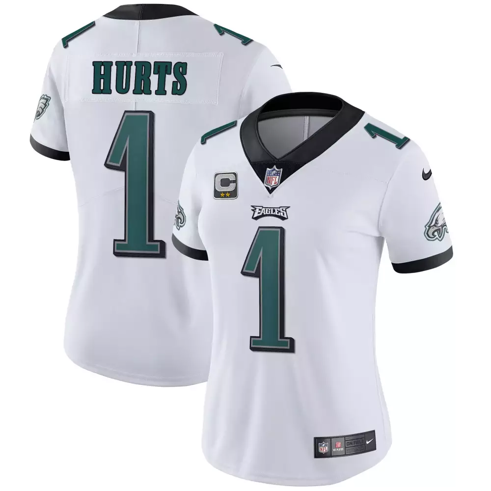 Jalen Hurts 1 Eagles Jersey White Women Green Black All Stitched Vapor