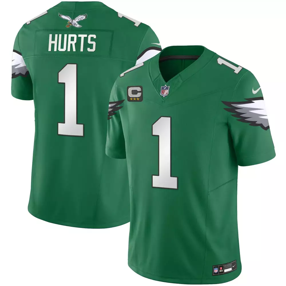 Jalen Hurts 1 Eagles Jersey Green Men NFL White Black Gray Vapor Limited v3 All Stitched