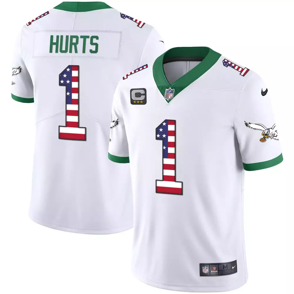 Jalen Hurts 1 Philadelphia Eagles Jersey White Salute To Service 2023 Men Alternate