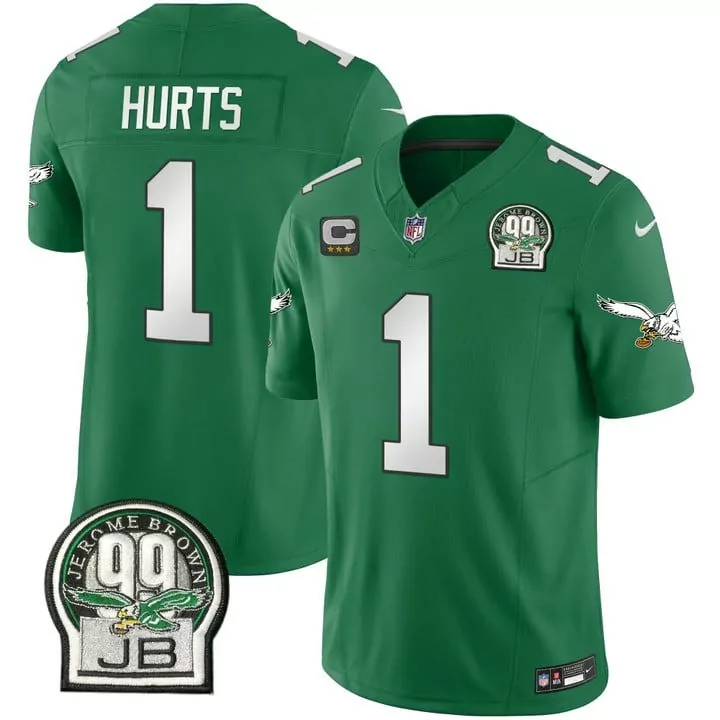 Jalen Hurts 1 Eagles Jersey Green Jerome Brown 99 Jb Men NFL White All Stitched Vapor