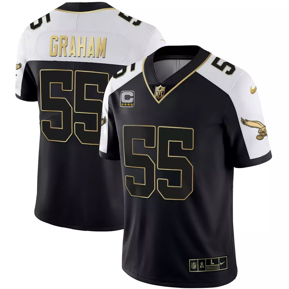 Brandon Graham 55 Jersey Black Away New Orleans Saints Captain Men Alternate White