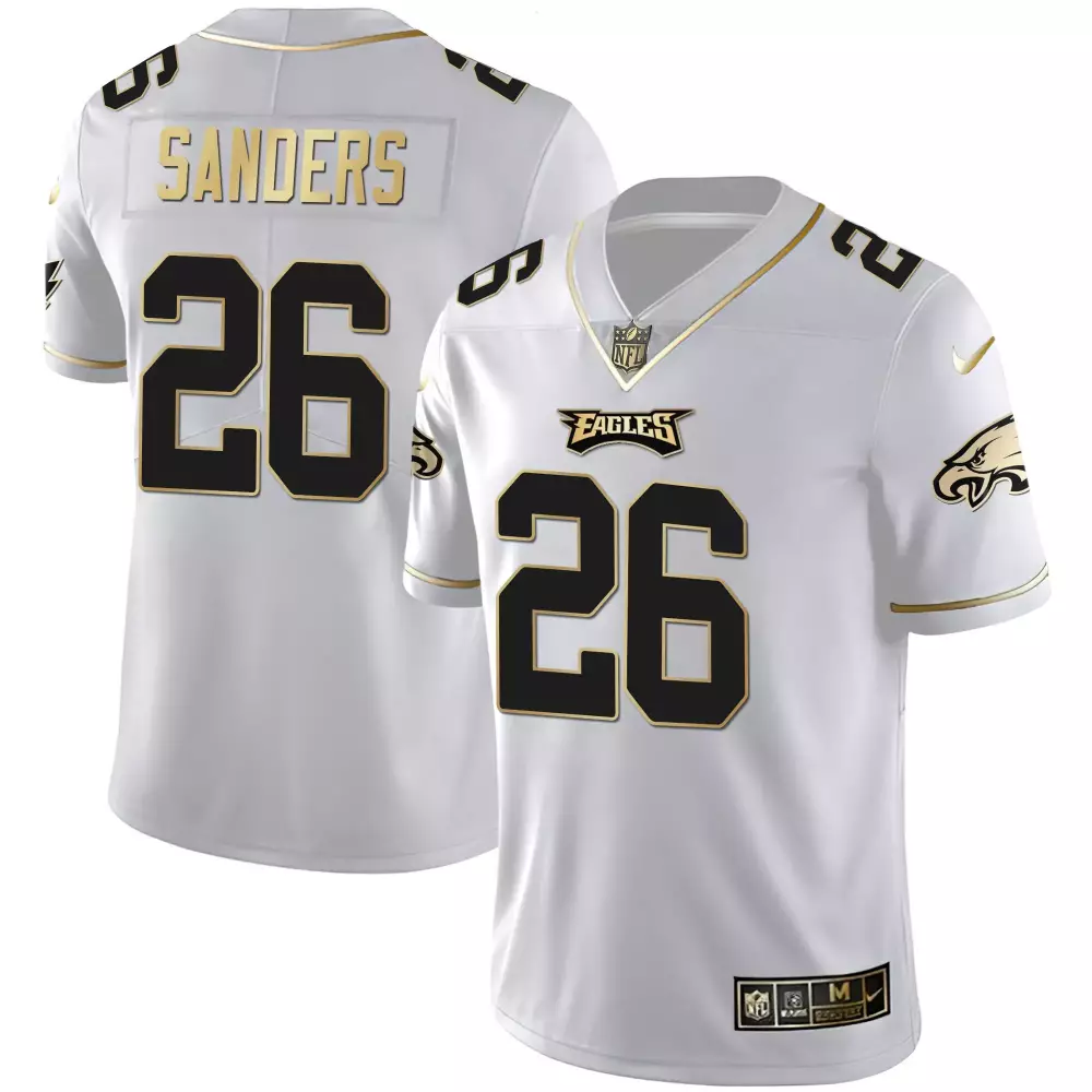 Miles Sanders 26 Eagles Jersey White Men Apparel Alternate Black Gold Vapor All Stitched