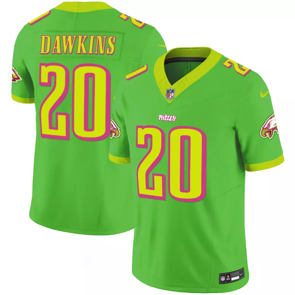 Brian Dawkins 20 Jersey Lime Green Philadelphia Eagles Men Alternate Neon Yellow