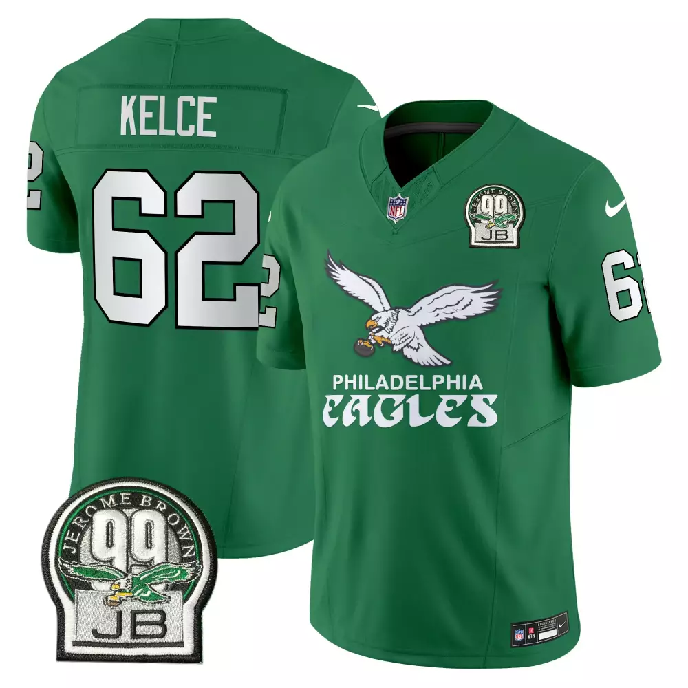 Kelce Jb 62 Philadelphia Eagles Jersey Green Jerome Brown 99 Men Official White All
