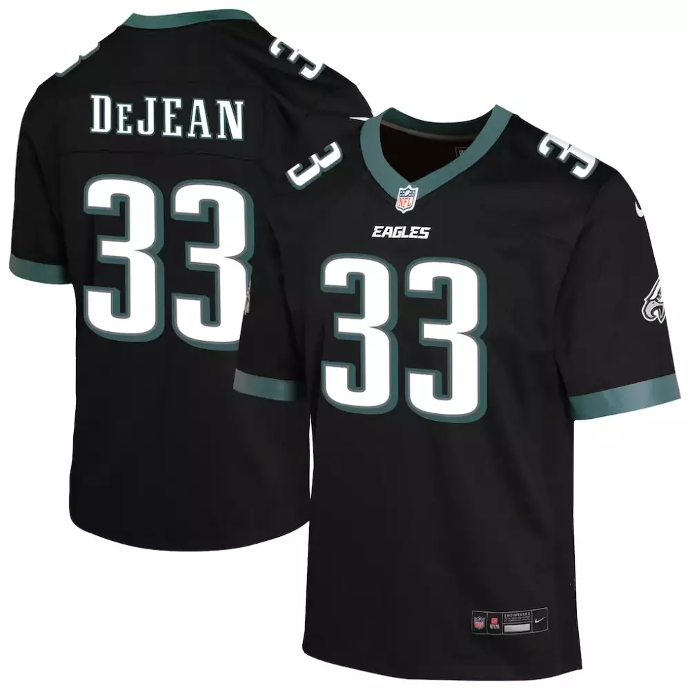 Cooper Dejean 33 Eagles Jersey Black Men Official Green White Alternate Game