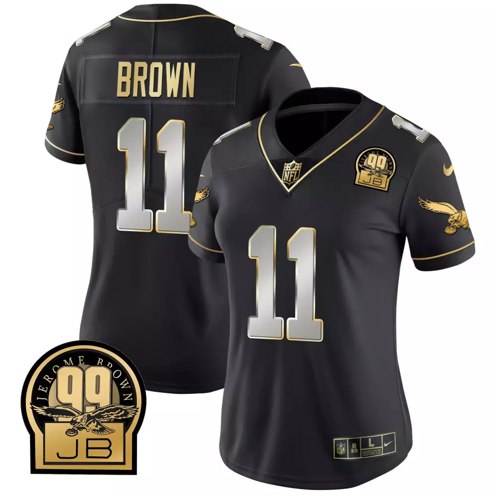 Brown 11 Philadelphia Eagles Jersey Black 99 Jb Eagle Women Gold Stitched