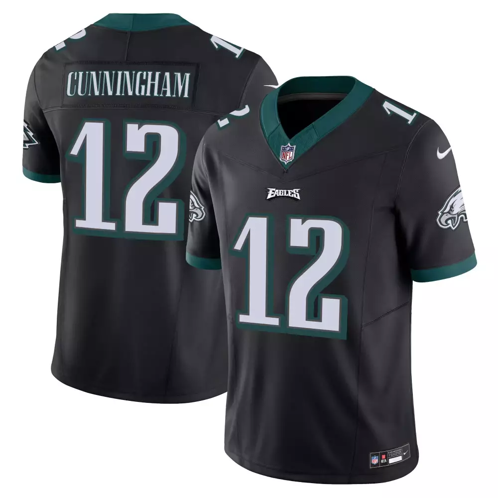 Cunningham 12 Eagles Jersey Black Men Green White All Stitched Vapor