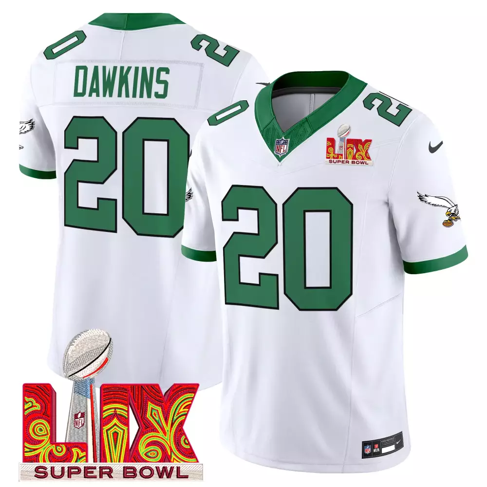 Brian Dawkins 20 Eagles Jersey White Super Bowl Lix Men Player Green Vapor Limited