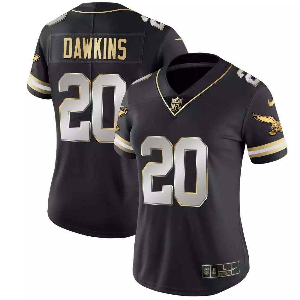 Brian Dawkins 20 Jersey Black Philadelphia Eagles Women Gold Silver Limited Vapor