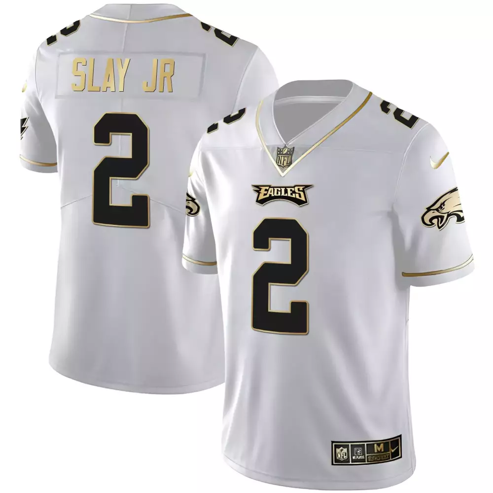 Darius Slay Jr. 2 Eagles Jersey White Men Player Alternate Black Gold Vapor All Stitched