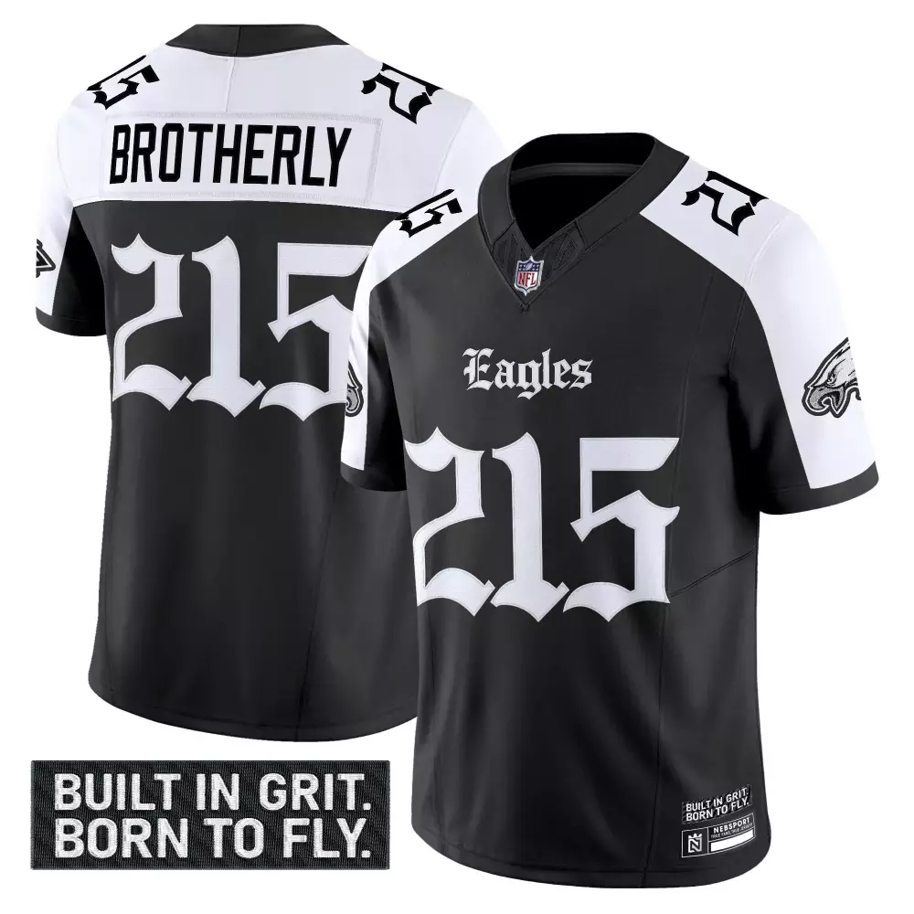 Phanatic Brotherly Eagles Jersey Black Men White Stitched Vapor Limited