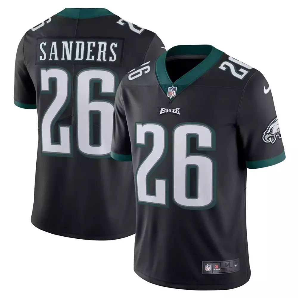 Miles Sanders 26 Eagles Jersey Black Men Player Alternate Green White Vapor All Stitched