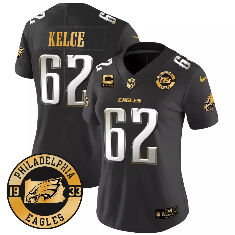 Jason Kelce 62 Jersey Black Midnight Green Philadelphia Eagles Captain 1933 Men Player