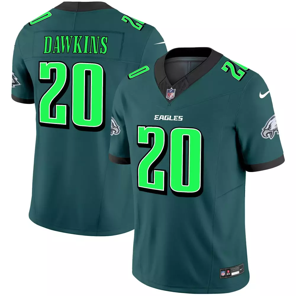 Brian Dawkins 20 Eagles Jersey Green Men Black Bright Vapor Limited All Stitched