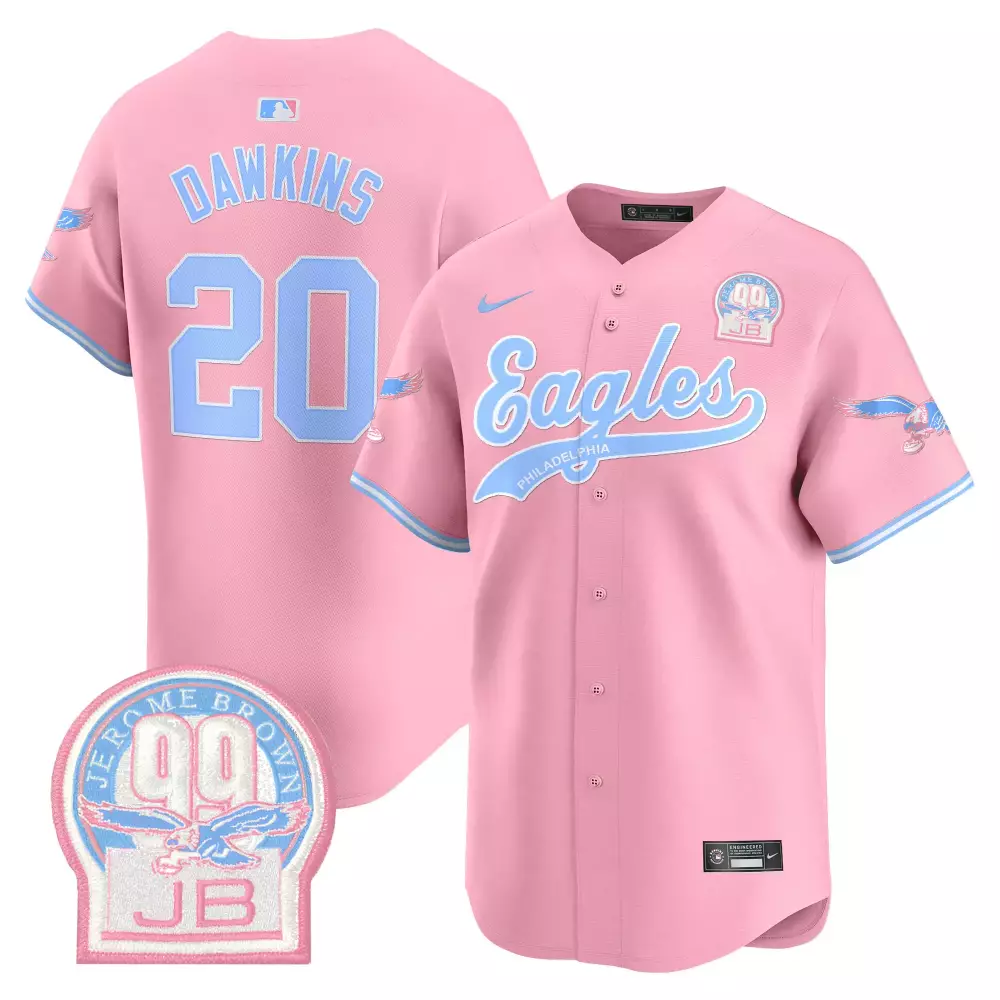 Brian Dawkins 20 Eagles Jersey Pink Breast Cancer Awareness Jerome Brown 99 Jb Alternate