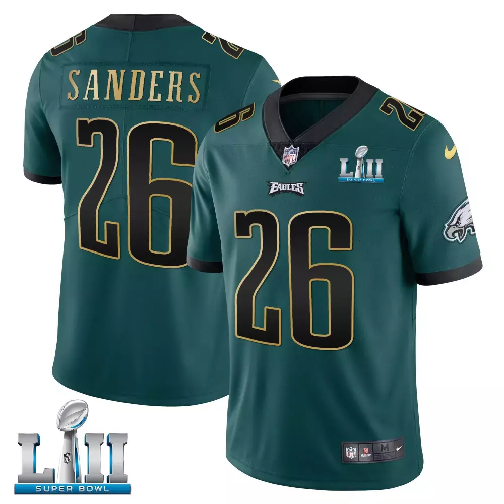 Miles Sanders 26 Eagles Jersey Green Super Bowl Lii Men Black Gold Vapor All Stitched