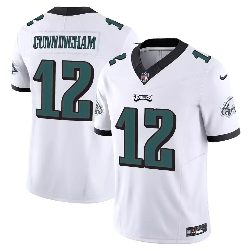 Cunningham 12 Eagles Jersey White Men Replica Black Green All Stitched Vapor Limited