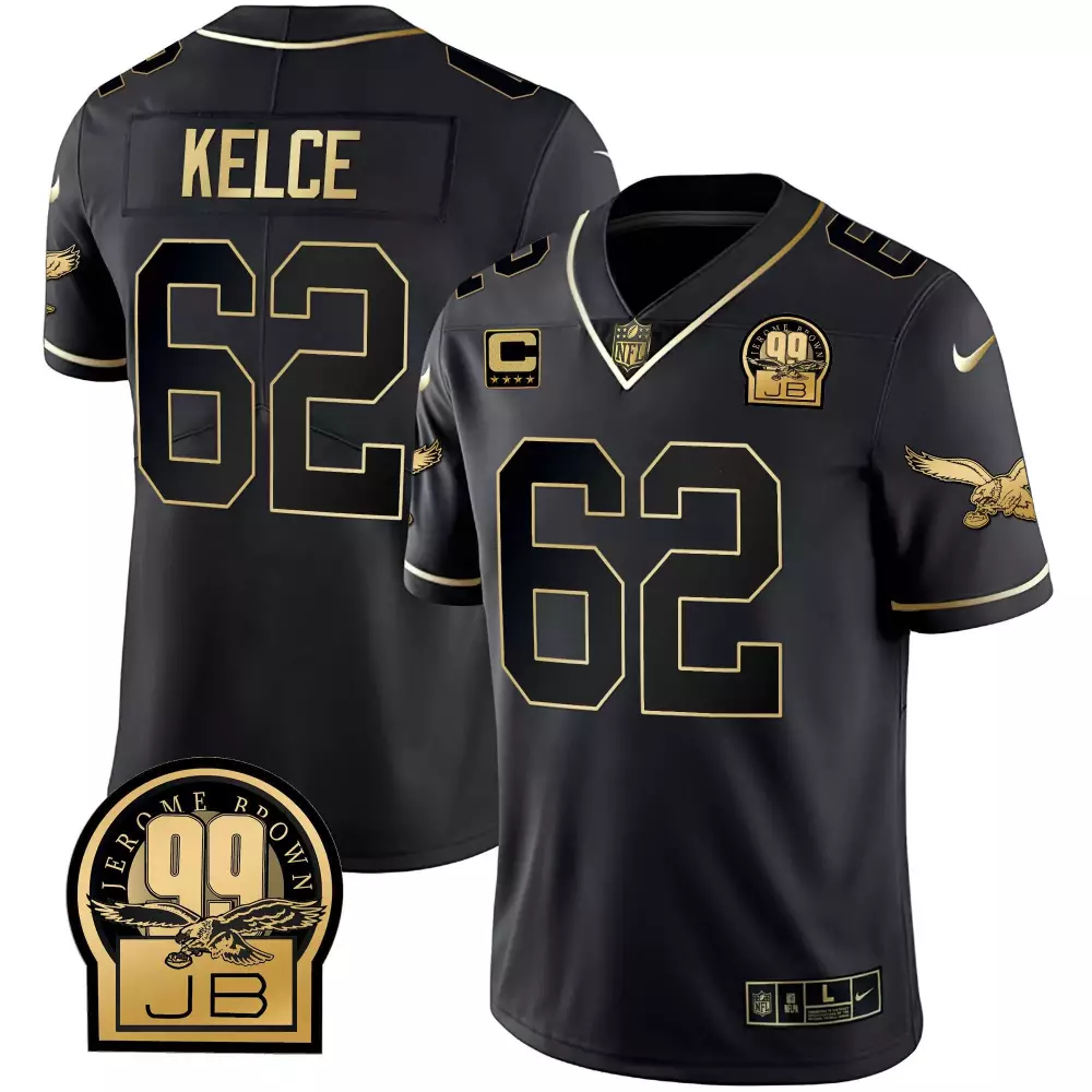 Jason Kelce 62 Jersey Black Mlk Day Philadelphia Eagles Jerome Brown Captain's Men