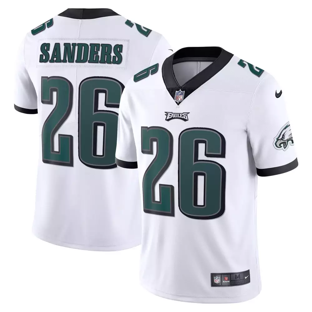 Miles Sanders 26 Eagles Jersey White Men Player Alternate Black Green Vapor All Stitched
