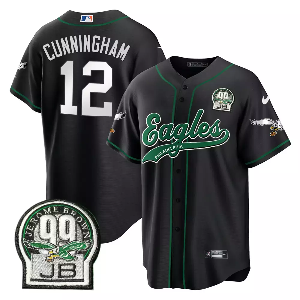 Cunningham Jb 12 Jersey Black Jerome Brown Philadelphia Eagles 99 Men Green All Stitched