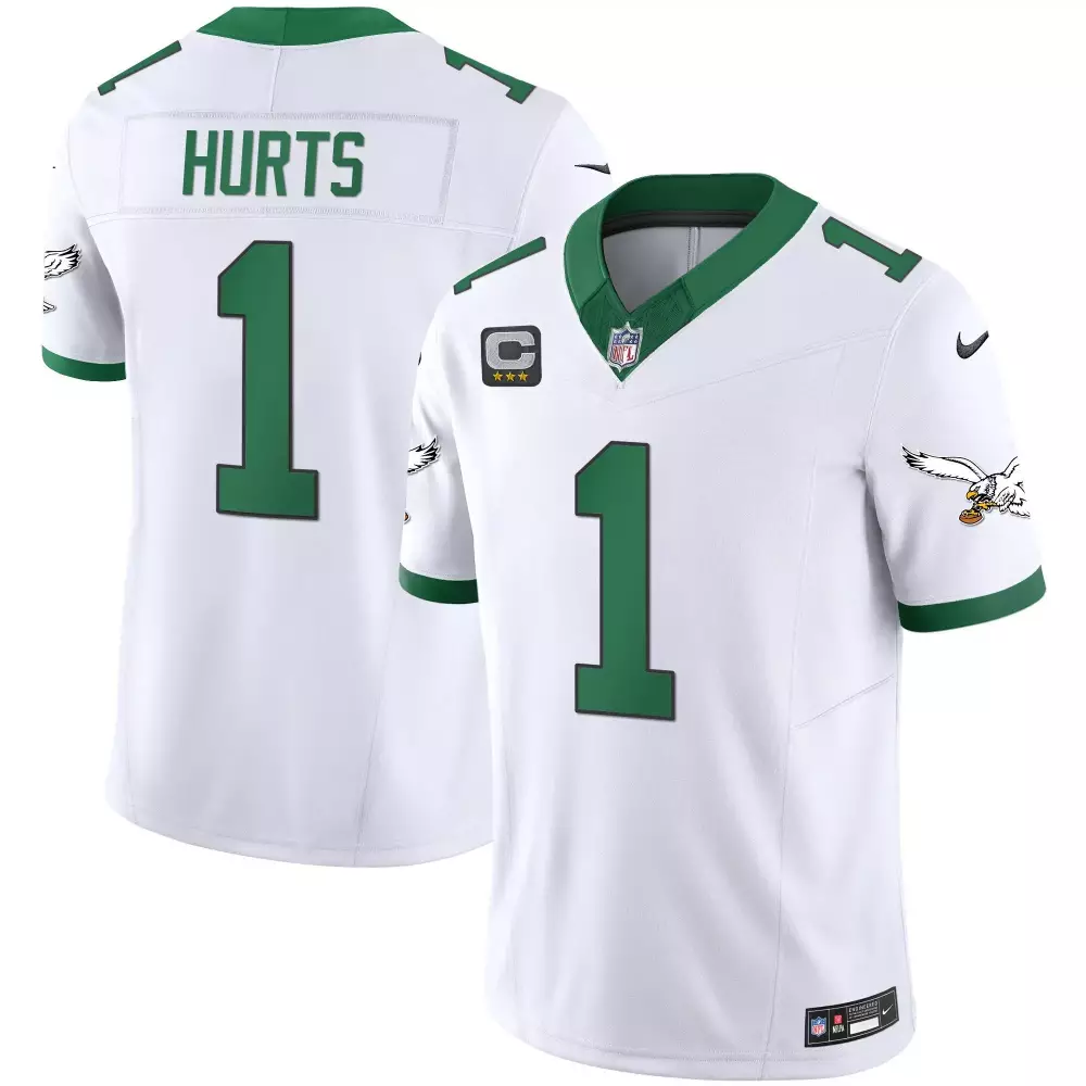 Jalen Hurts 1 Eagles Jersey White Men Standard Green Vapor Limited All Stitched