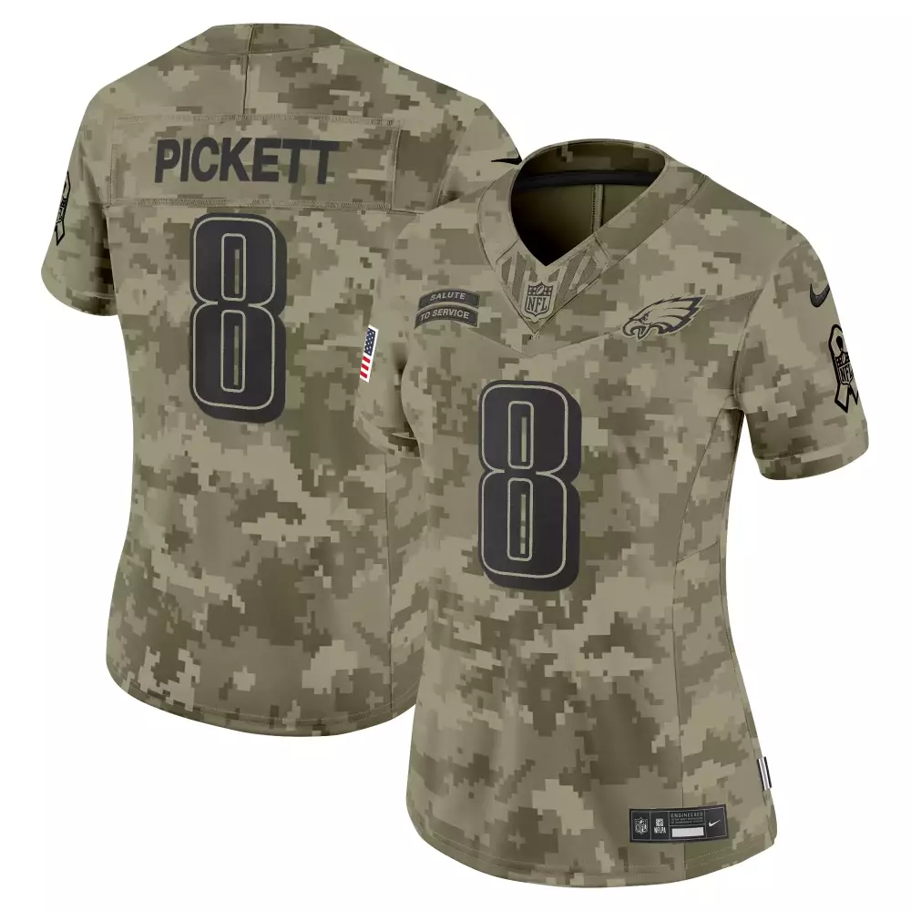 Kenny Pickett 8 Eagles Jersey Green Salute To Service Men Alternate Custom Design