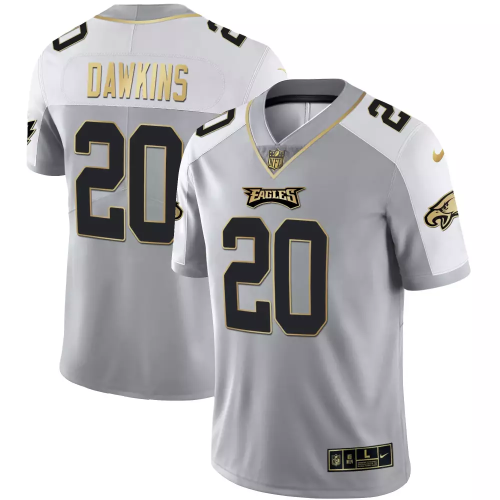 Brian Dawkins 20 Eagles Jersey Silver Men Alternate White Black Gold All Stitched
