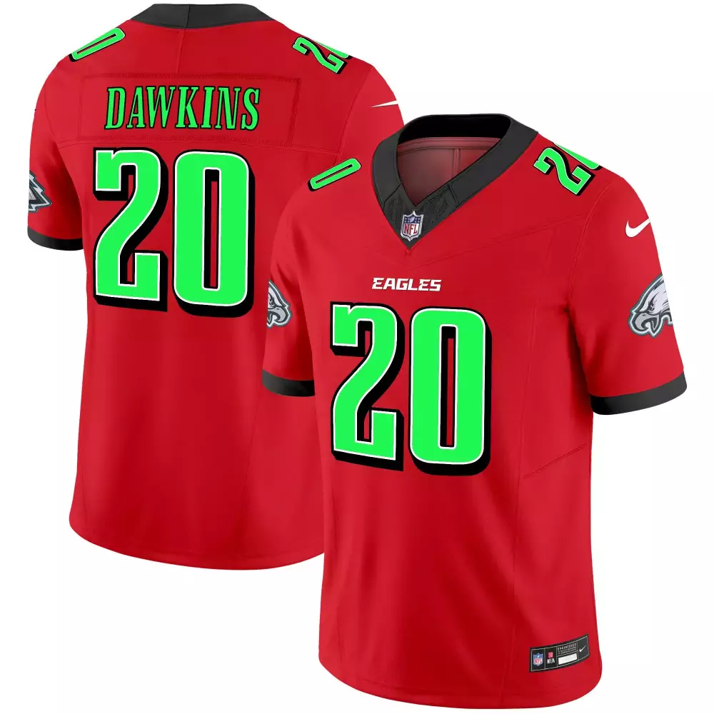 Brian Dawkins 20 Eagles Jersey Red Men Player Alternate Black Neon Green Vapor Limited