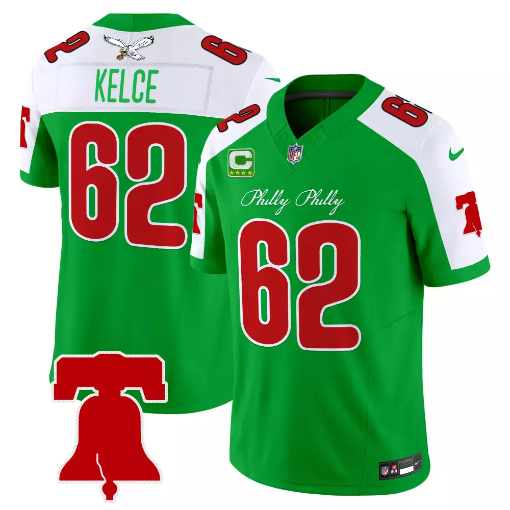 Jason Kelce 62 Jersey Green Philly Special Philadelphia Eagles Captain Stars Men