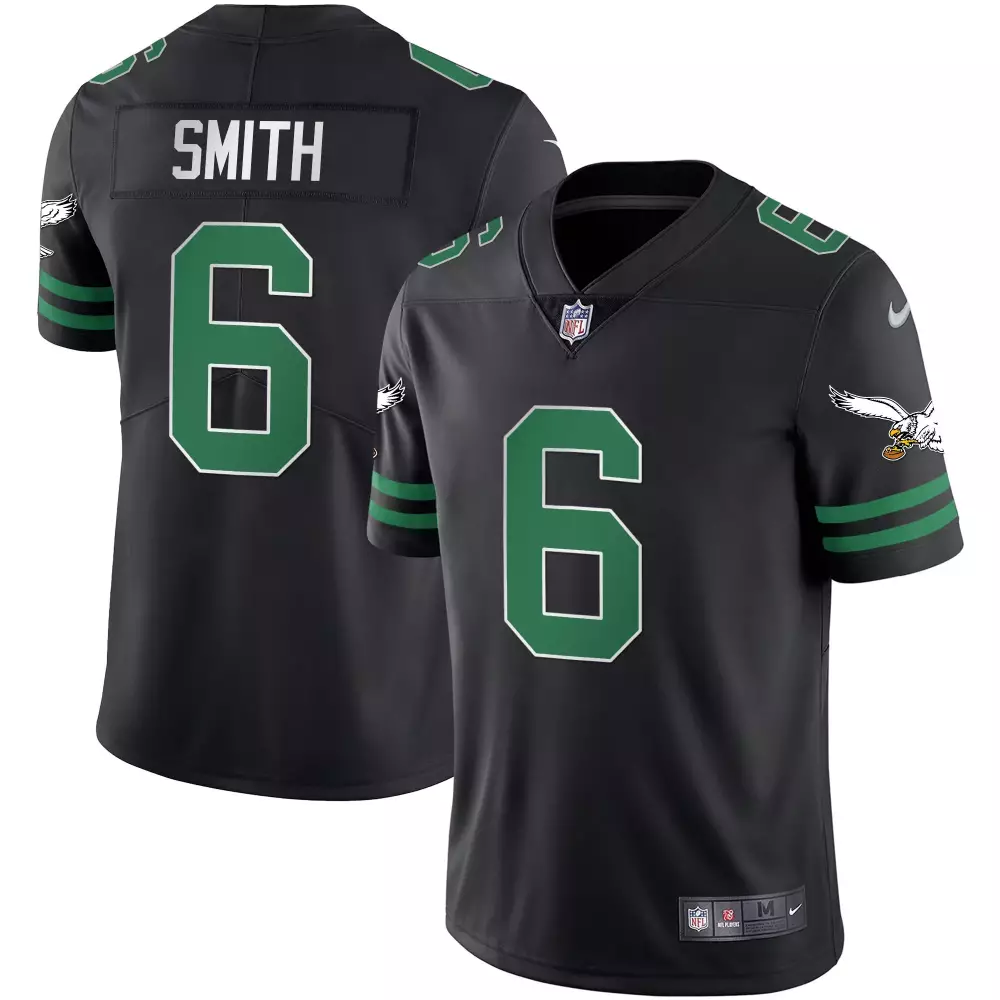 Devonta Smith 6 Eagles Jersey Black Men Official Green Vapor v2 All Stitched