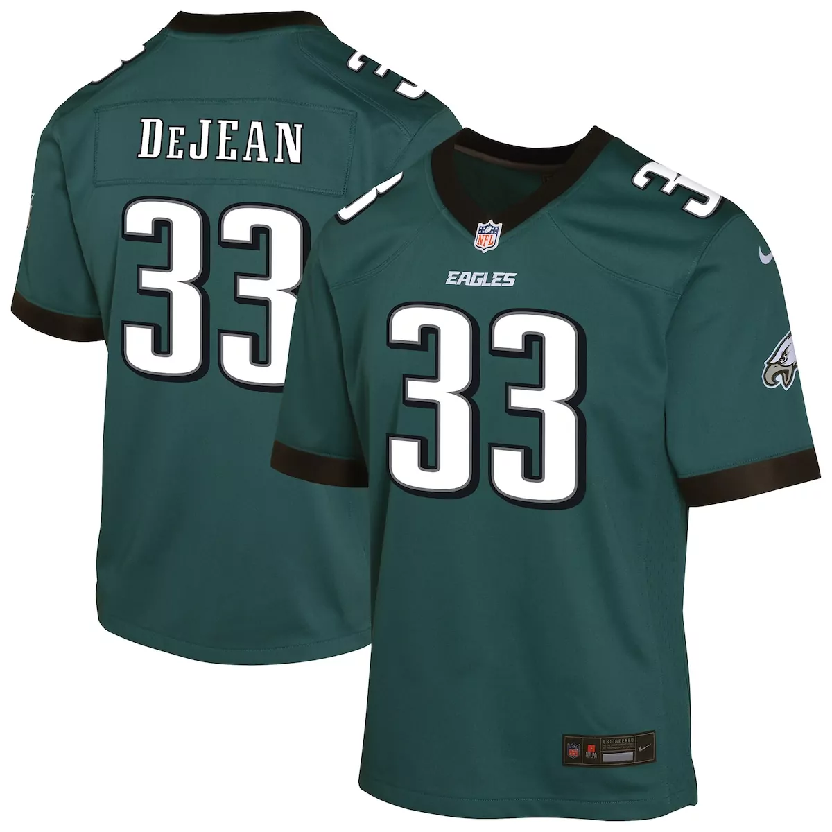Cooper Dejean 33 Eagles Jersey Green Men White Black Game