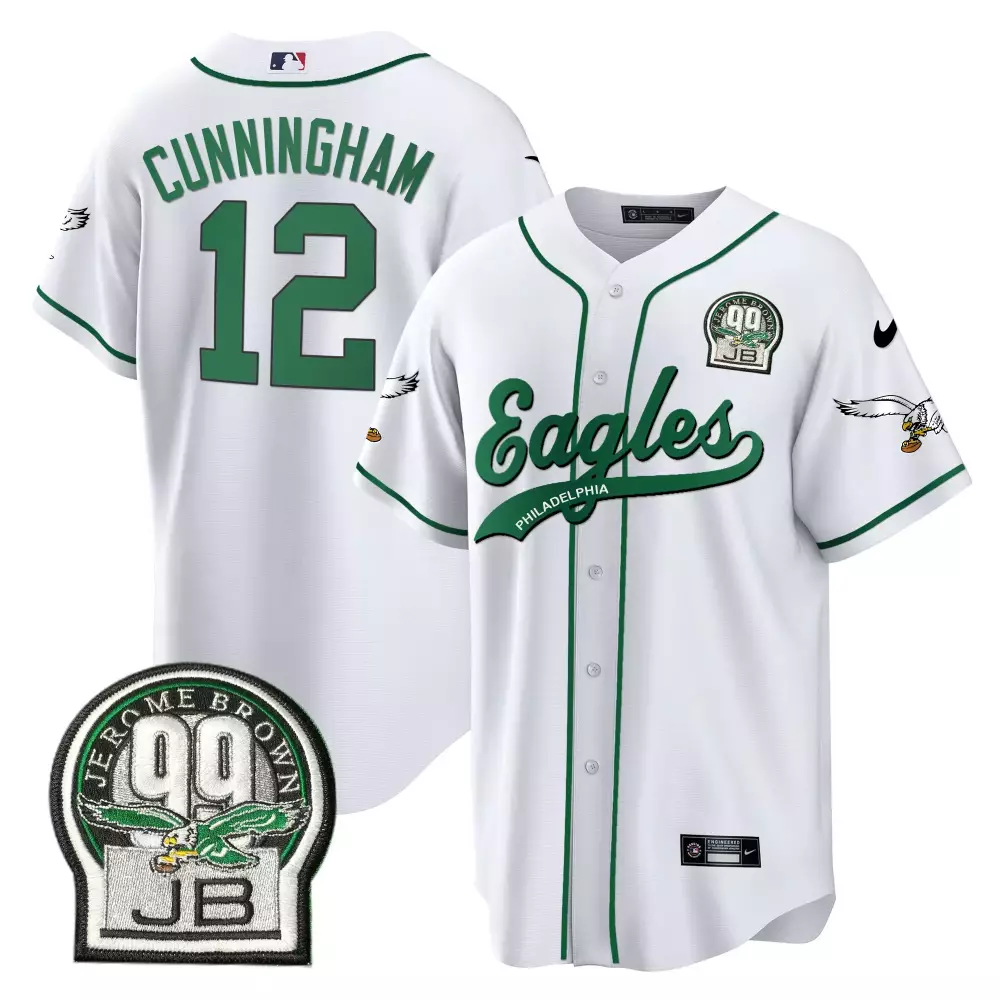 Cunningham 12 Eagles Jersey White Jerome Brown 99 Jb Men Green All Stitched Vapor