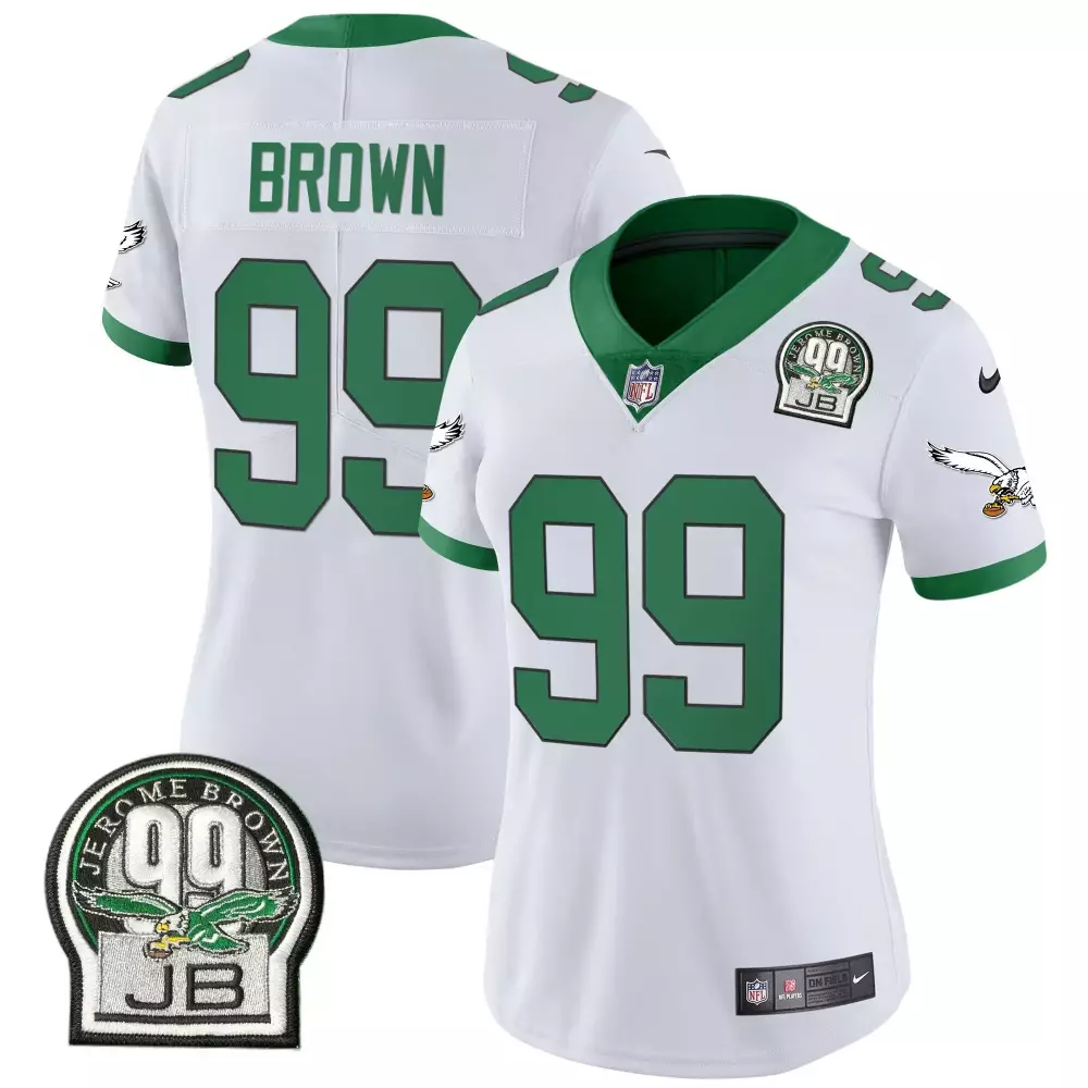 Brown 99 Philadelphia Eagles Jersey White Jerome Legacy Jb Women NFL Green Retired