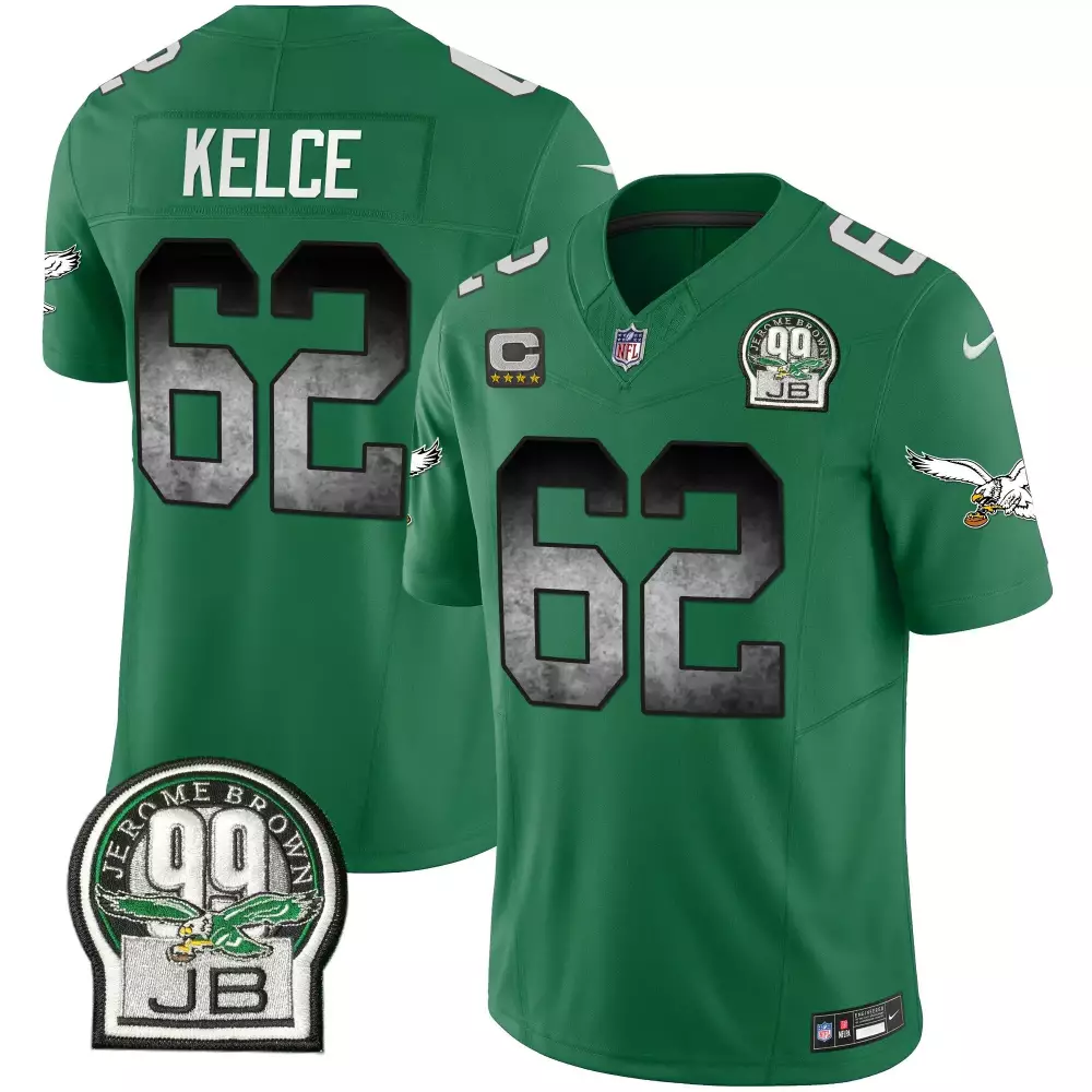 Jason Kelce 62 Eagles Jersey Green Jerome Brown 99 Jb 2023 Men NFL White Black Vapor