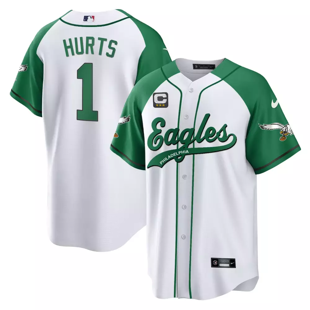 Jalen Hurts 1 Eagles Jersey White City Connect Men Green Stitched