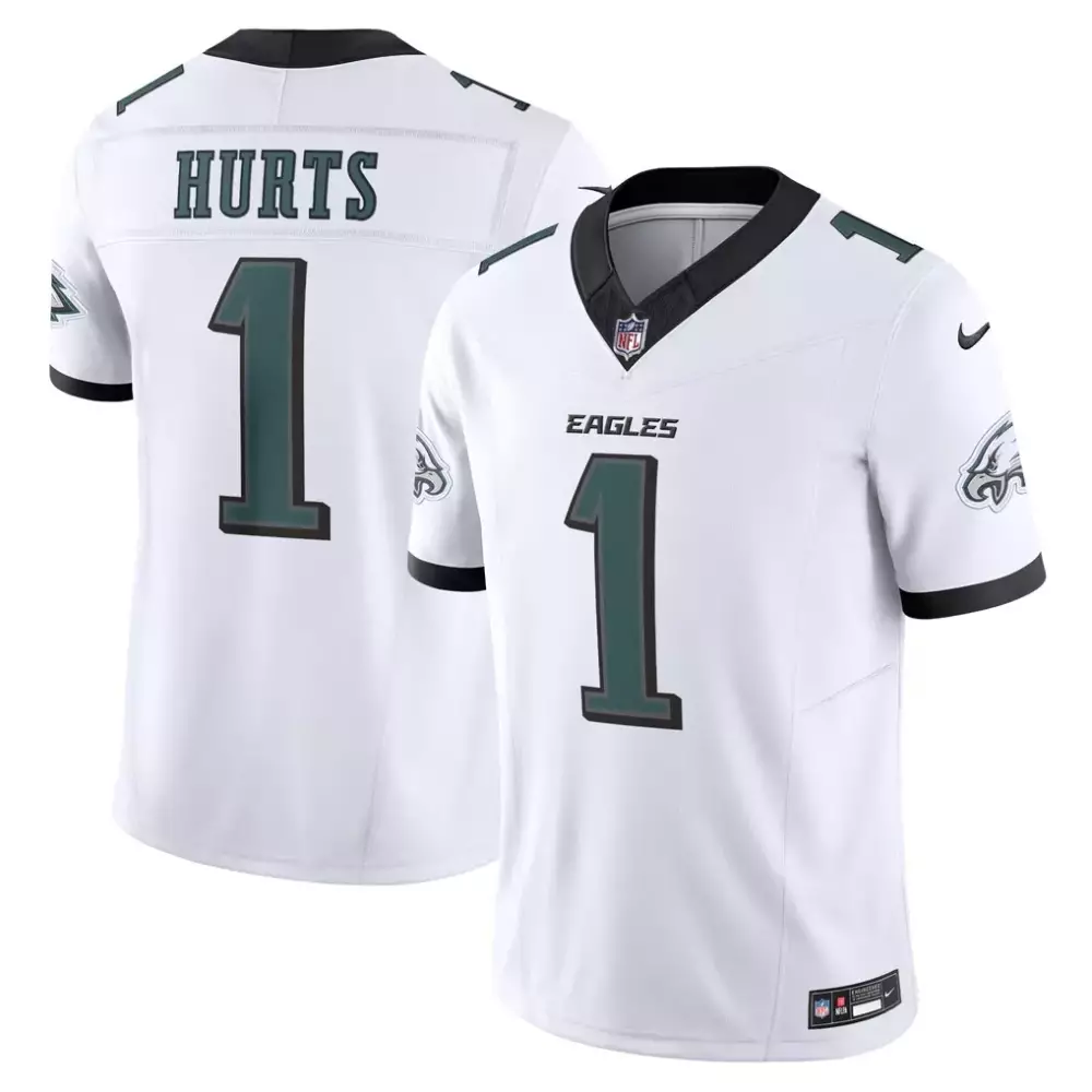 Jalen Hurts 1 Eagles Jersey White Men Standard Alternate Black Midnight Green Vapor