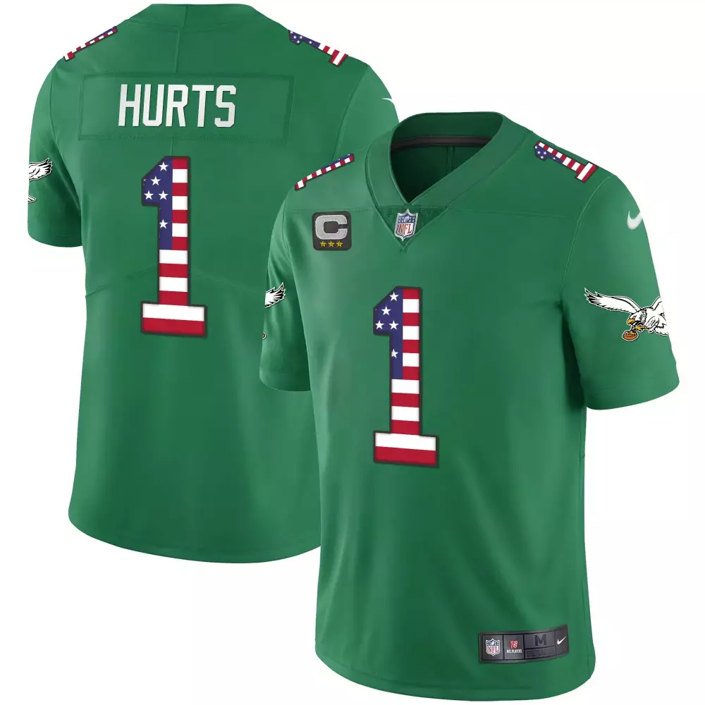 Jalen Hurts 1 Philadelphia Eagles Jersey Green Veterans Day Men Standard White Red