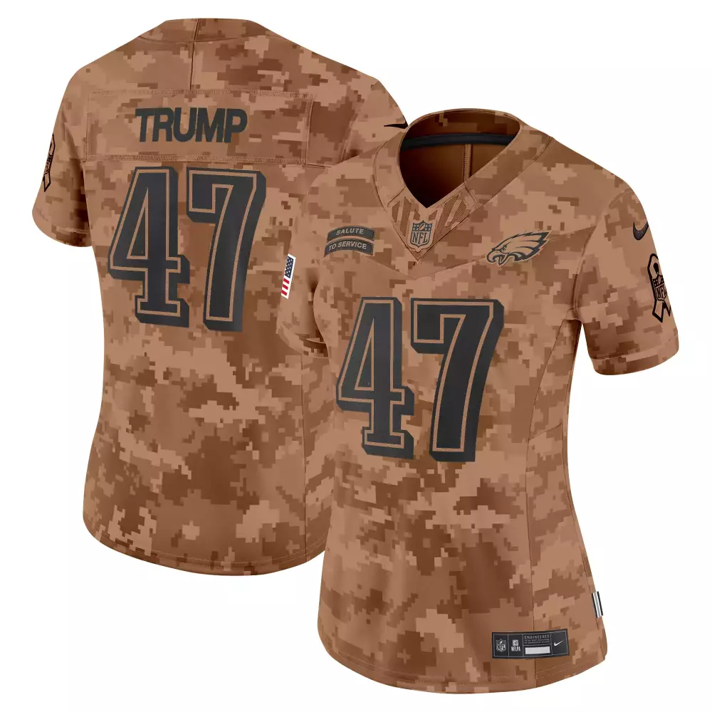 Donald Trump 47 Jersey Brown Salute To Service Philadelphia Eagles American Flag