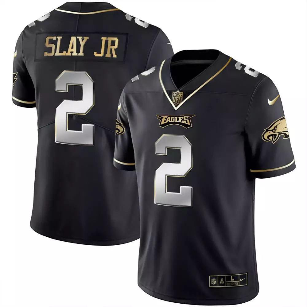 Darius Slay Jr. 2 Eagles Jersey Black Men Gold Silver Limited Vapor All Stitched