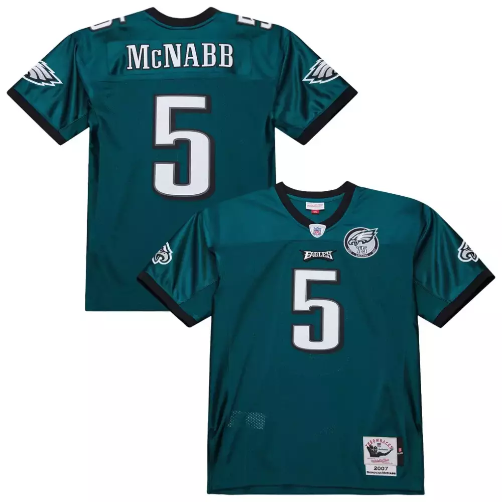 Donovan Mcnabb 5 Eagles Jersey Green Throwback 75th Season Men Design White Black