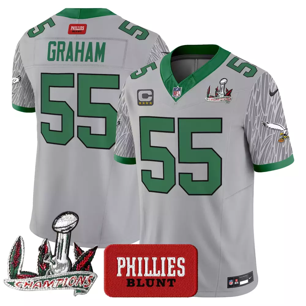 Brandon Graham 55 Jersey Silver Super Bowl Lii Philadelphia Eagles Champions Phillies Blunt