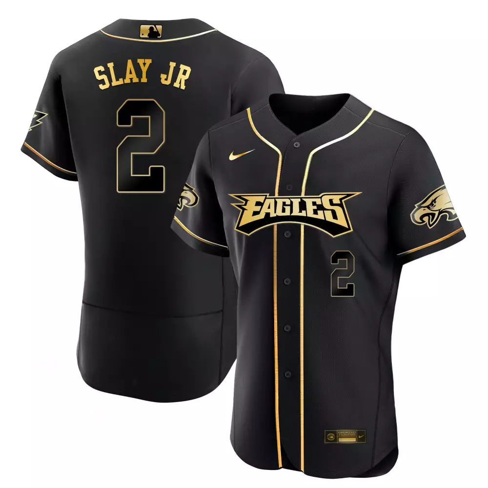 Slay Jr. 2 Eagles Jersey Black Men Gold All Stitched Vapor