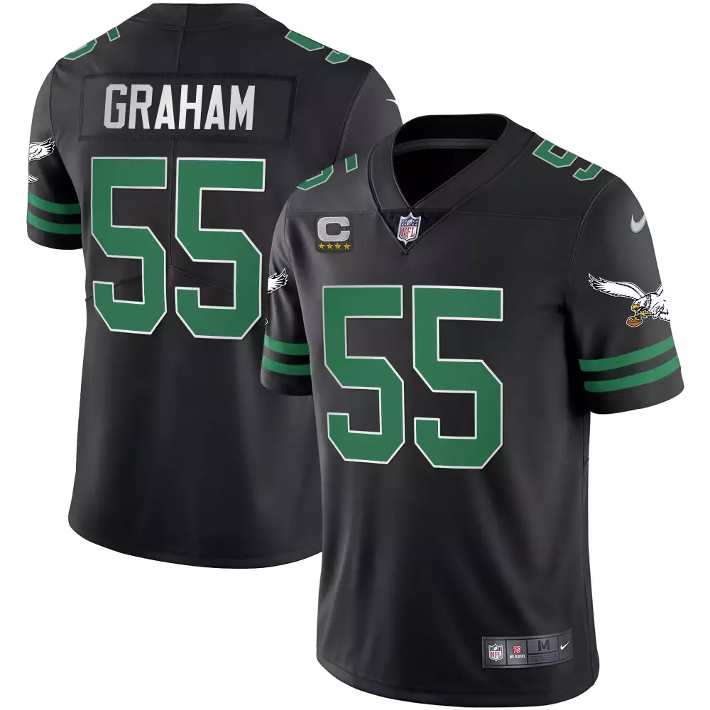 Brandon Graham 55 Jersey Black Philadelphia Eagles Men Standard Green All Stitched