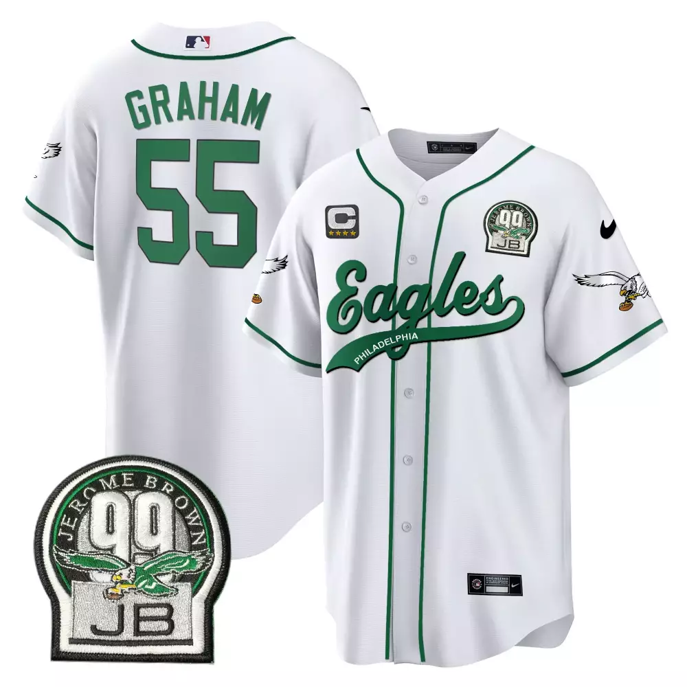 Brandon Graham 55 Eagles Jersey White Jerome Brown 99 Jb Star Men Green All Stitched