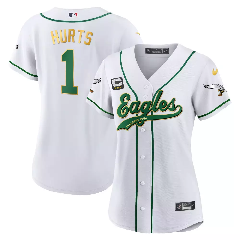Jalen Hurts 1 Eagles Jersey White City Connect Women Green Gold All Stitched Vapor
