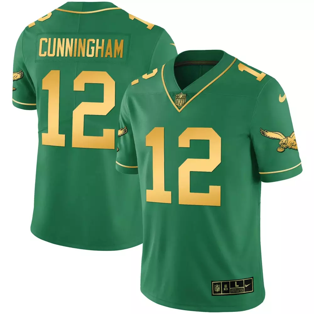Cunningham 12 Philadelphia Eagles Jersey Green Men Standard Gold Stitched